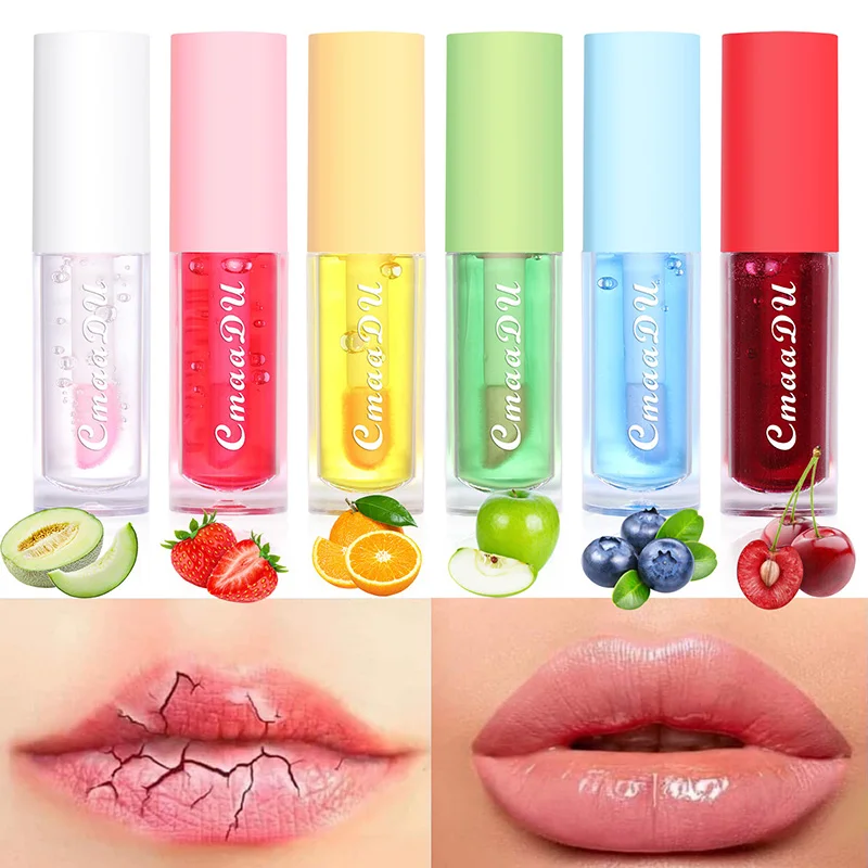 Bálsamo labial de fruta fresca, aceite labial hidratante que cambia de Color y temperatura, cosmético de brillo labial de cereza hidratante de larga duración