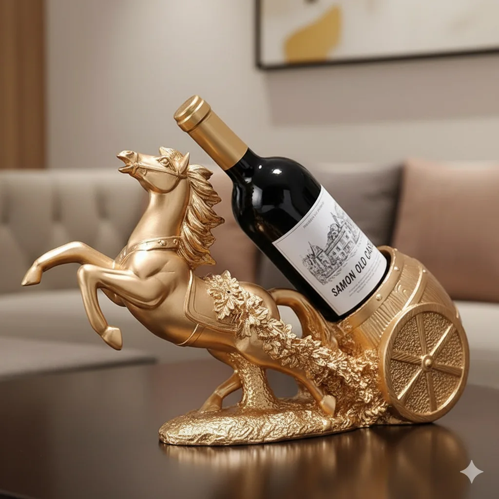 Creative Year of The Horse Decoration Ornament, Horse To Success Wine Stand, Grade War Horse Wealth Resin Ornament sculpture
