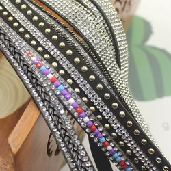 DIY Handcraft Soft Leather Cord With Rhinestones Chain Trim New Style Korean Velvet Lace Ribbon Waist Belt Clothing Accessories