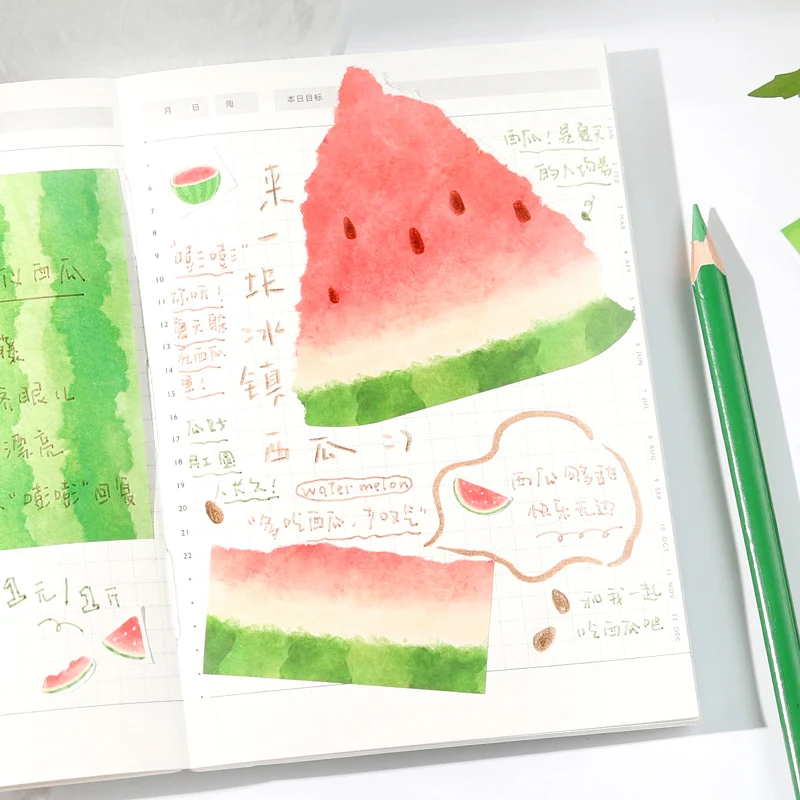 Imagem -03 - Shining Watermelon Series Papel Decorativo Bonito Adorável Retro Memo Pad de Papel Pcs por Lote