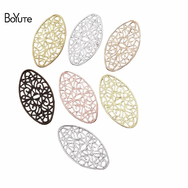 

BoYuTe (50 Pieces/Lot) 50*27MM Metal Brass Oval Shaped Flower Filigree Findings Diy Hand Made Materials Jewelry Accessories