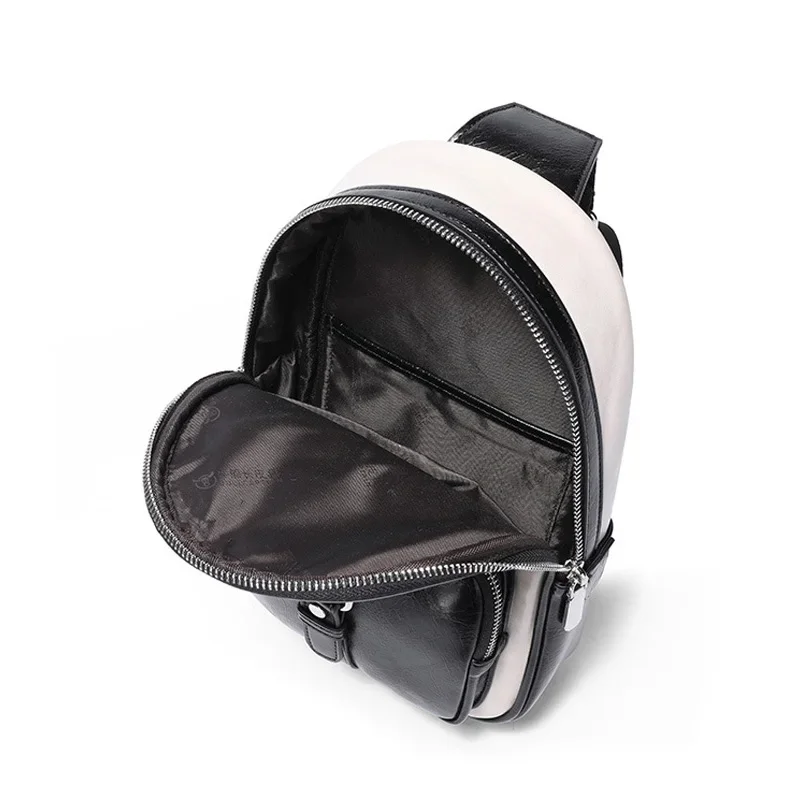 Imagem -03 - Bolsa de Peito Impermeável Masculina Bolsa Tiracolo de Bloco Preto e Branco Couro de Silicone Superior Bolsa de Ombro Masculina Mochila Pequena Nova