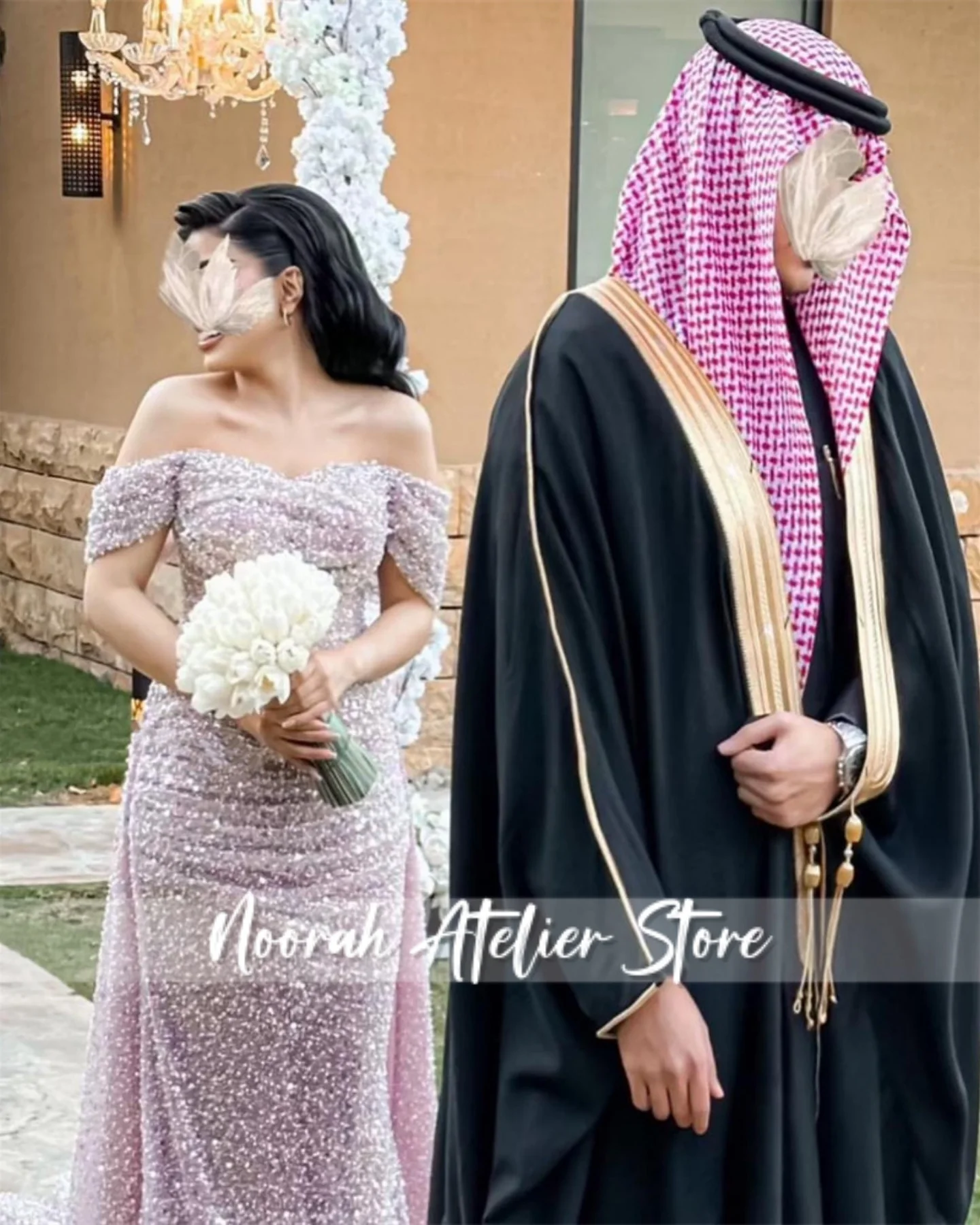 فساتين سهرة دبي مكشوفة الكتف باللون الوردي اللامع 2025 فستان زفاف ذيل فستان حفلات فساتين شورت للمناسبات الخاصة حسب الطلب