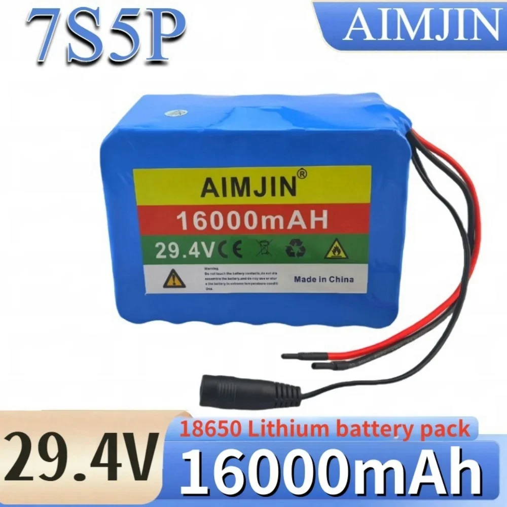 

7S5P 18650 Lithium-ion Rechargeable Battery 29.4v 16000mAh Built-in BMS Suitable for Electric Bicycle,with Charger