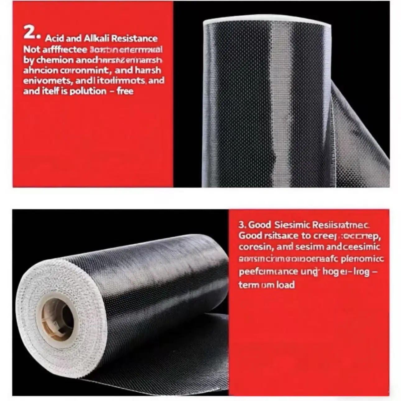 قماش UD 12k 200gsm 4 بوصة/10 سم، نسيج أحادي الاتجاه من ألياف الكربون واسع، مادة إصلاح عالية القوة قوة الشد 3400Mpa #5