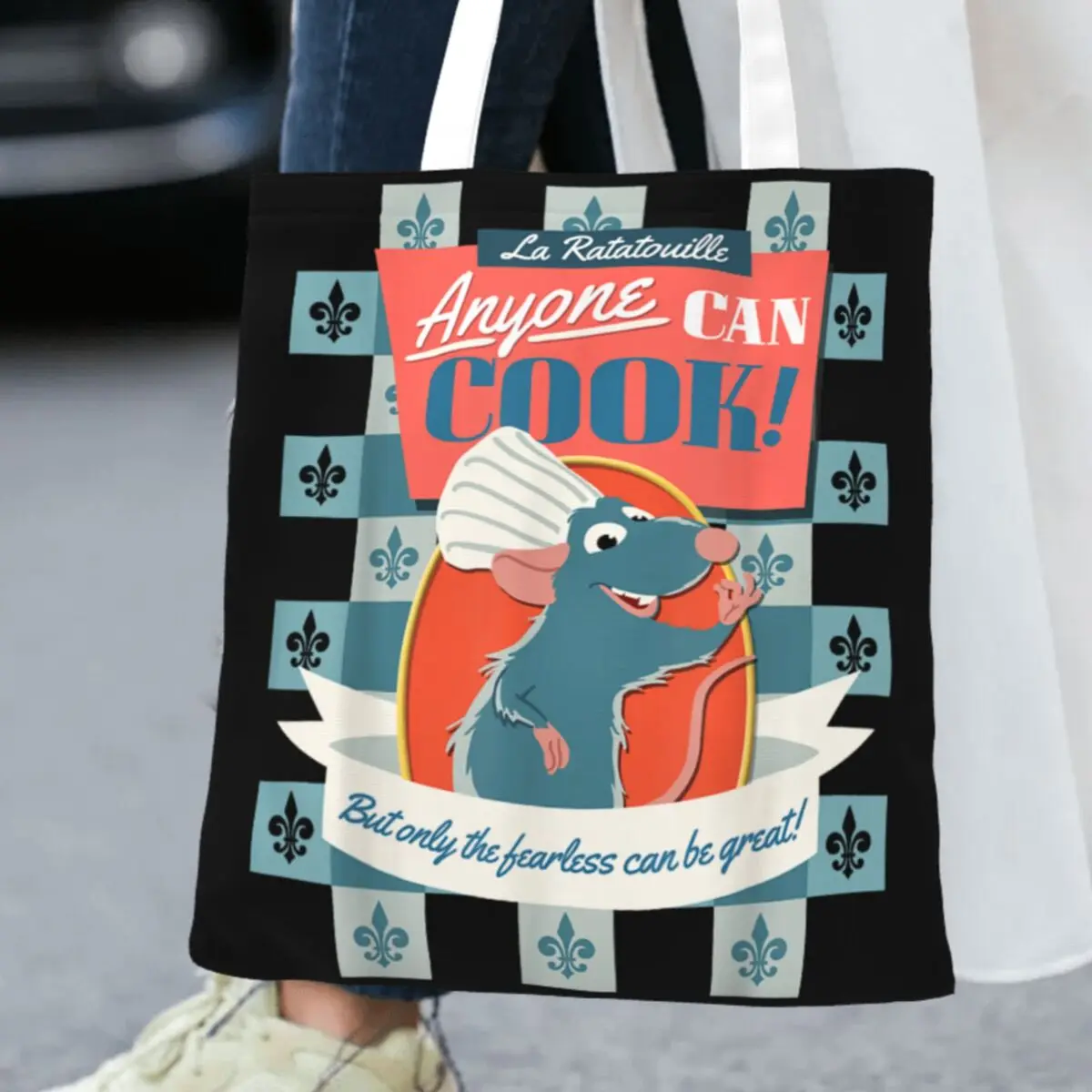 

Сумка-шоппер с принтом «Рататуй: Реми может готовить как любой» — женская милая сумка-тоут из полиэстера для офиса, женская сумка для покупок