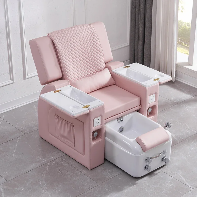 Hot Sale Led Light Pink Salon Reclining Manicure Chair Luxury Foot Pedicure Spa Chair With Massage