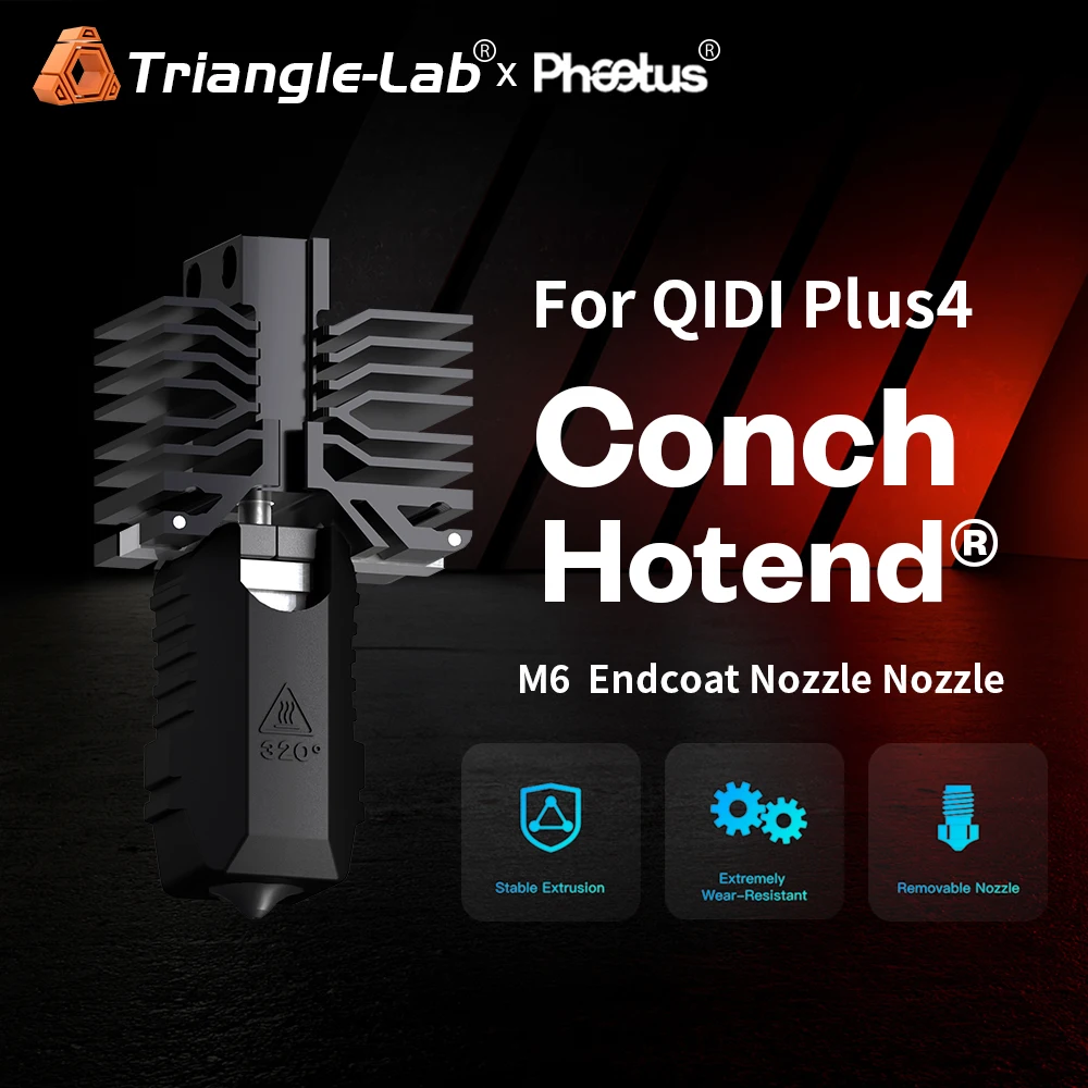 

Trianglelab&Phaetus Conch Hotend Perfect Fit для QIDI Plus4 чрезвычайно износостойкая стабильная экструзионная съемная насадка для концевого покрытия