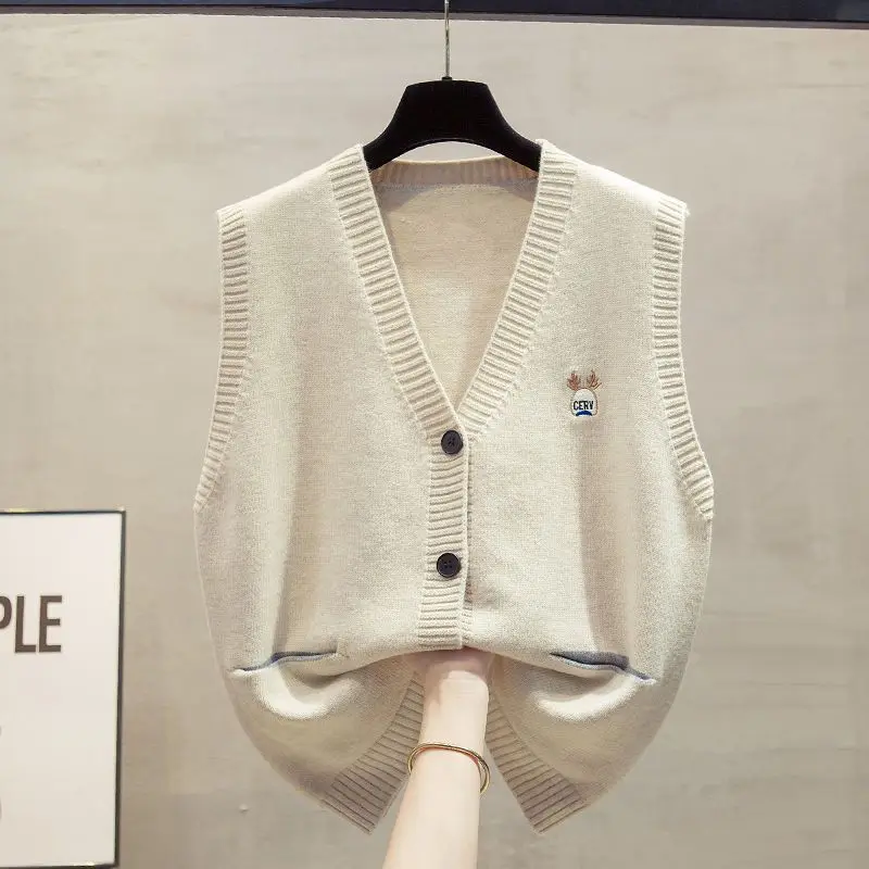 

Trendy Womens V Neck Cardigan Vest 2025 Loose Knit Layering Sweater Waistcoat for Spring Autumn