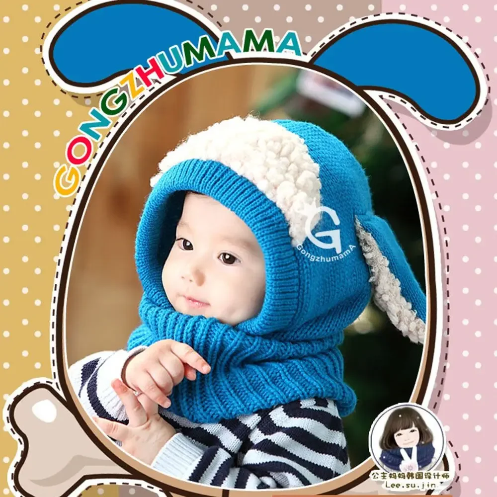 

Winter Kids Baby Scarf Hooded Knit Hat