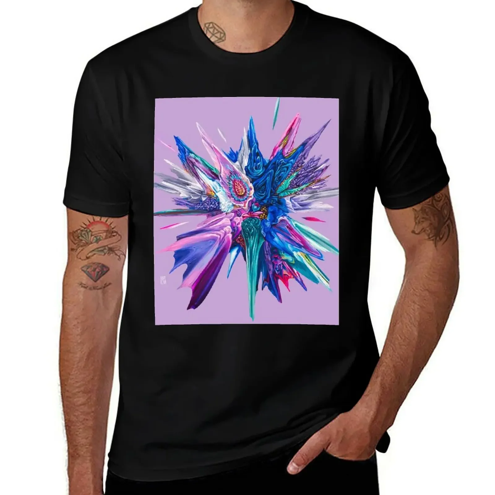 Blue Roses Glitch T-Shirt customizeds street wear clothes for men