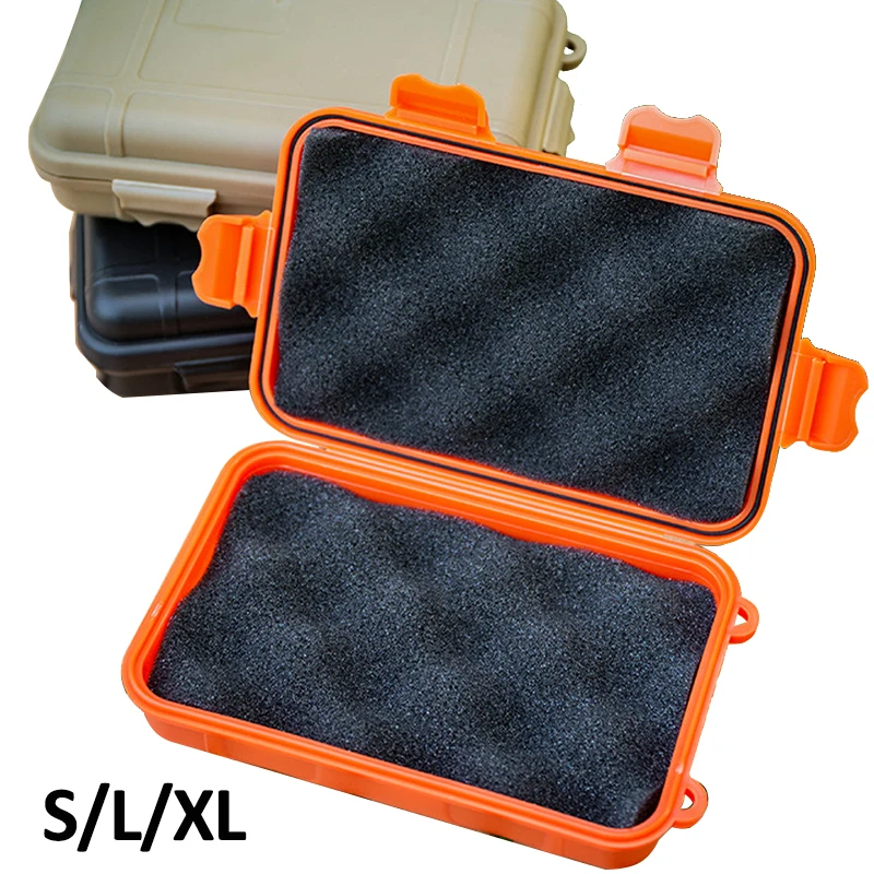 S/L/XL Size Outdoor Plastic Waterproof Sealed Survival Box Container Camping Outdoor Travel Storage Box Fishing Tackle Bag