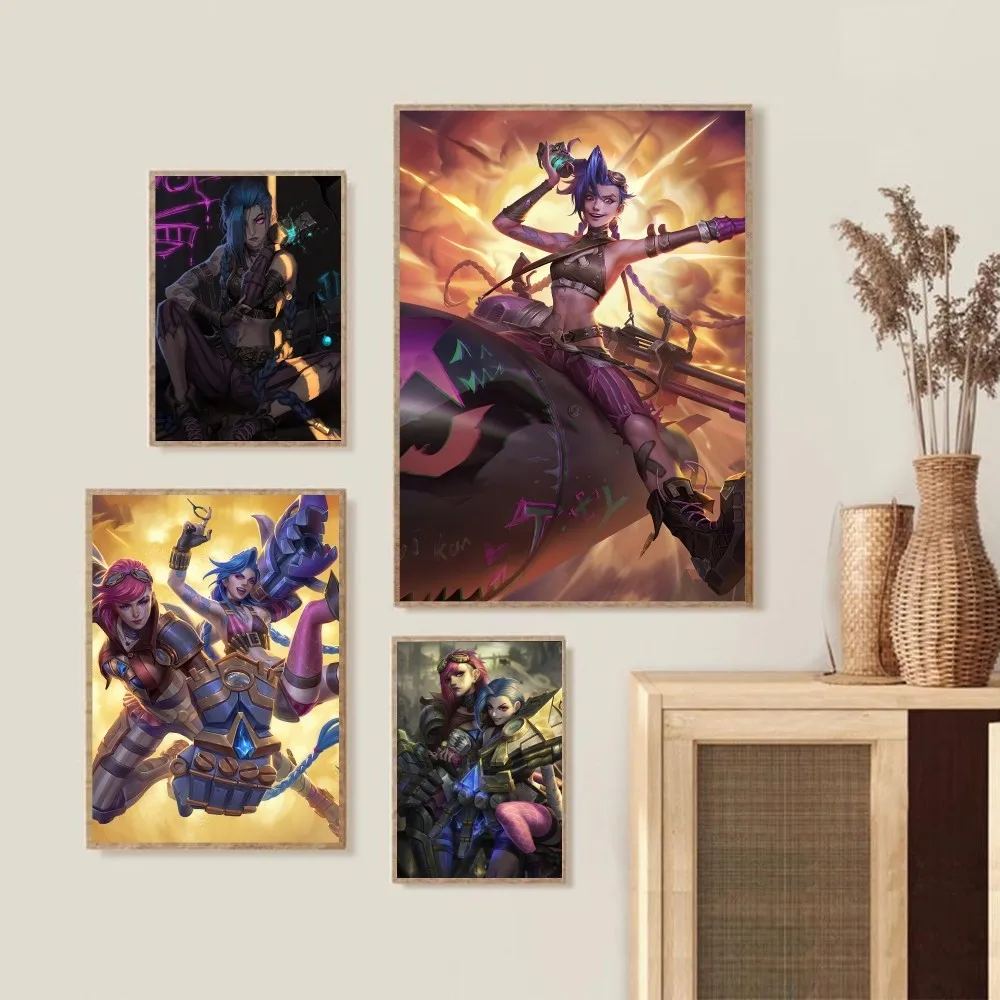 Game Animation League of Legends Jinx Poster Decorative Paintings Bedroom Bedside Wall Sticker Living Room Entrance Cafe Mural