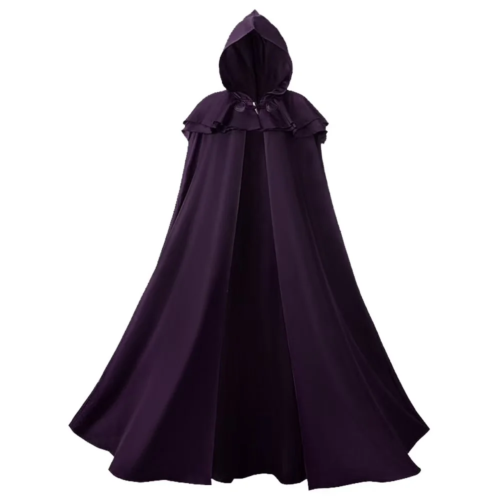 Gothic Style Hooded Cloak Men Women European Medieval Knight Cape Halloween Wizard Cosplay Costume Cloak with Hat Male