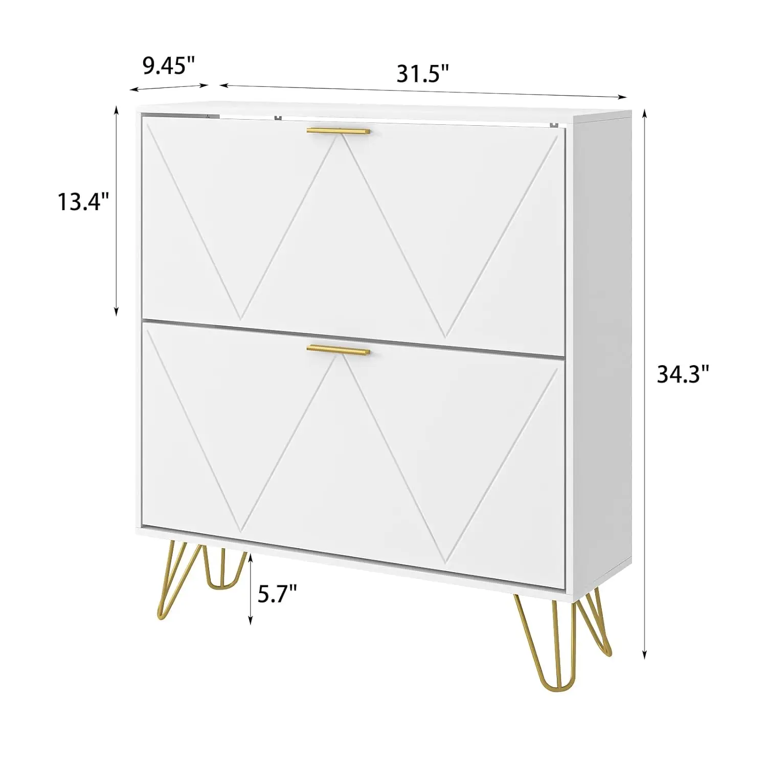 White Shoe Cabinet Entryway 2-Pack Narrow 2 Flip Drawers Freestanding Fluted Panel Hallway Closet, Customized