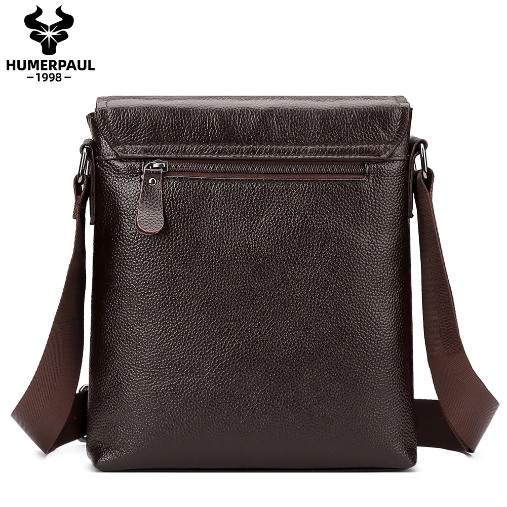 HUMERPAUL New Fashion Men Bags Genuine Leather Business Shoulder Bag For ipad Casual Work Fashion Durable Messenger Bag