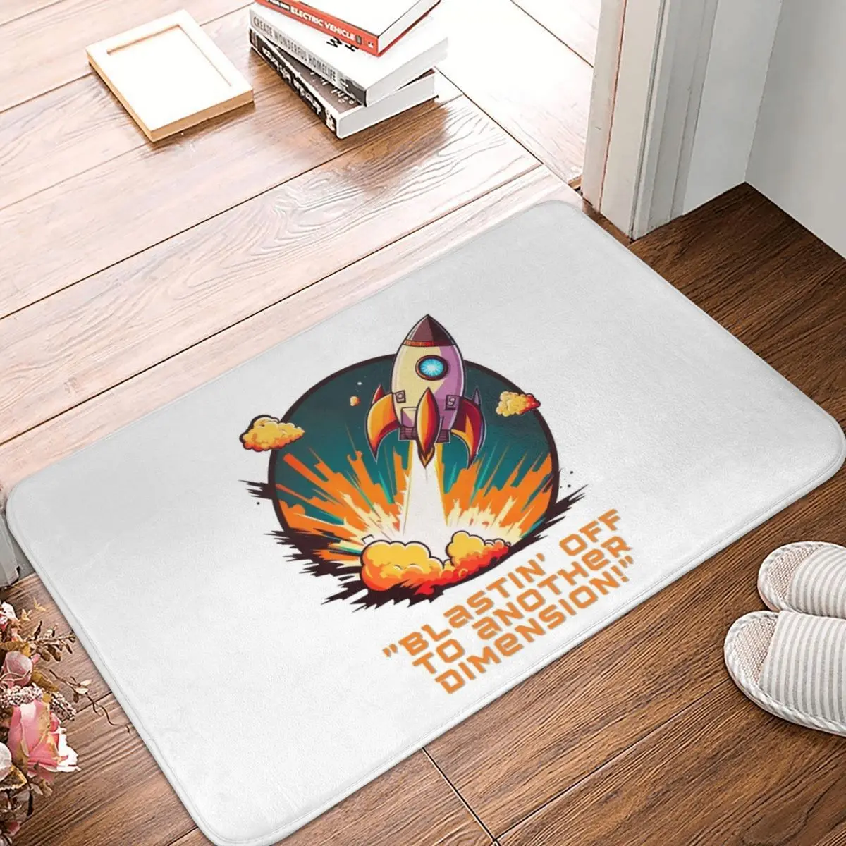 A Rocket Ship Doormat Rug Carpet Mat Footpad Polyester Anti-slip Sand Scraping Entrance Kitchen Bedroom Balcony Toilet