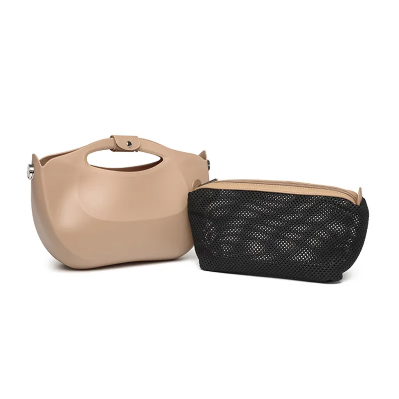 

New Summer Women's Beach Bag PVC Jelly Rubber Waterproof Beach Travel Wide Shoulder Strap Crossbody Handbag Composite Bag