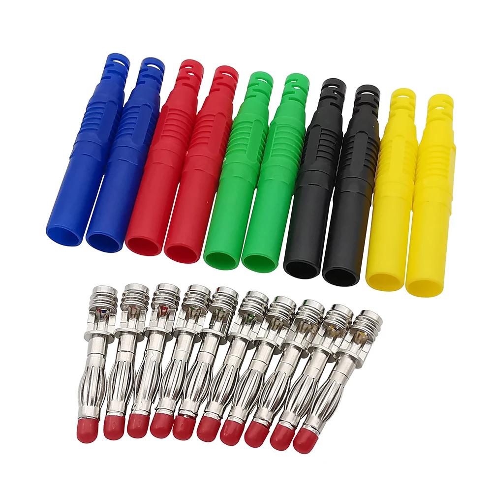 2/5/10Pcs Insulated Safety 4mm Banana Male Plug Straight Solder Type DIY Wire Connector