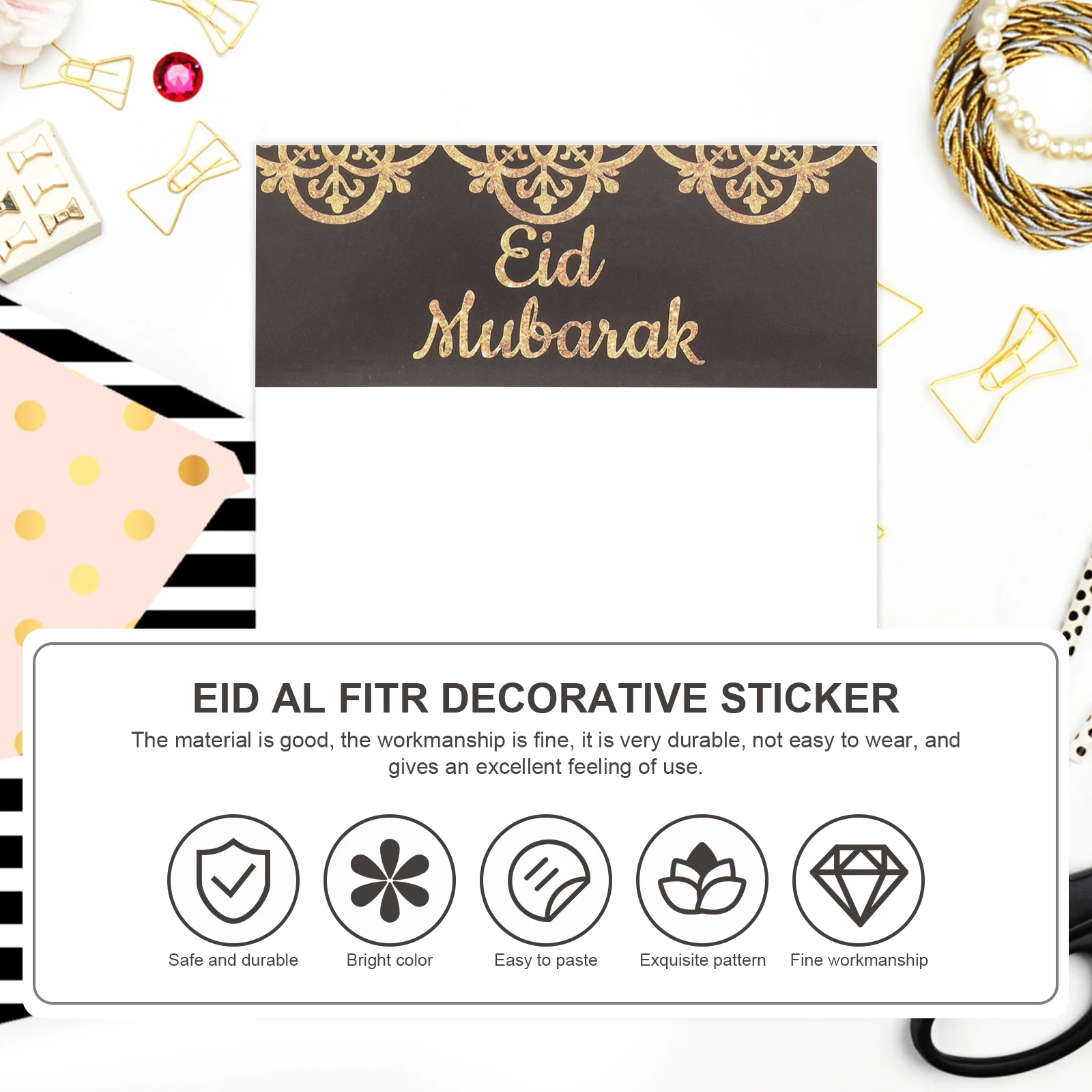

Mineral Water Bottle Stickers Eid Mubarak Ramadan Decorative Decals for Gift Bags Party Favors Festival Decoration