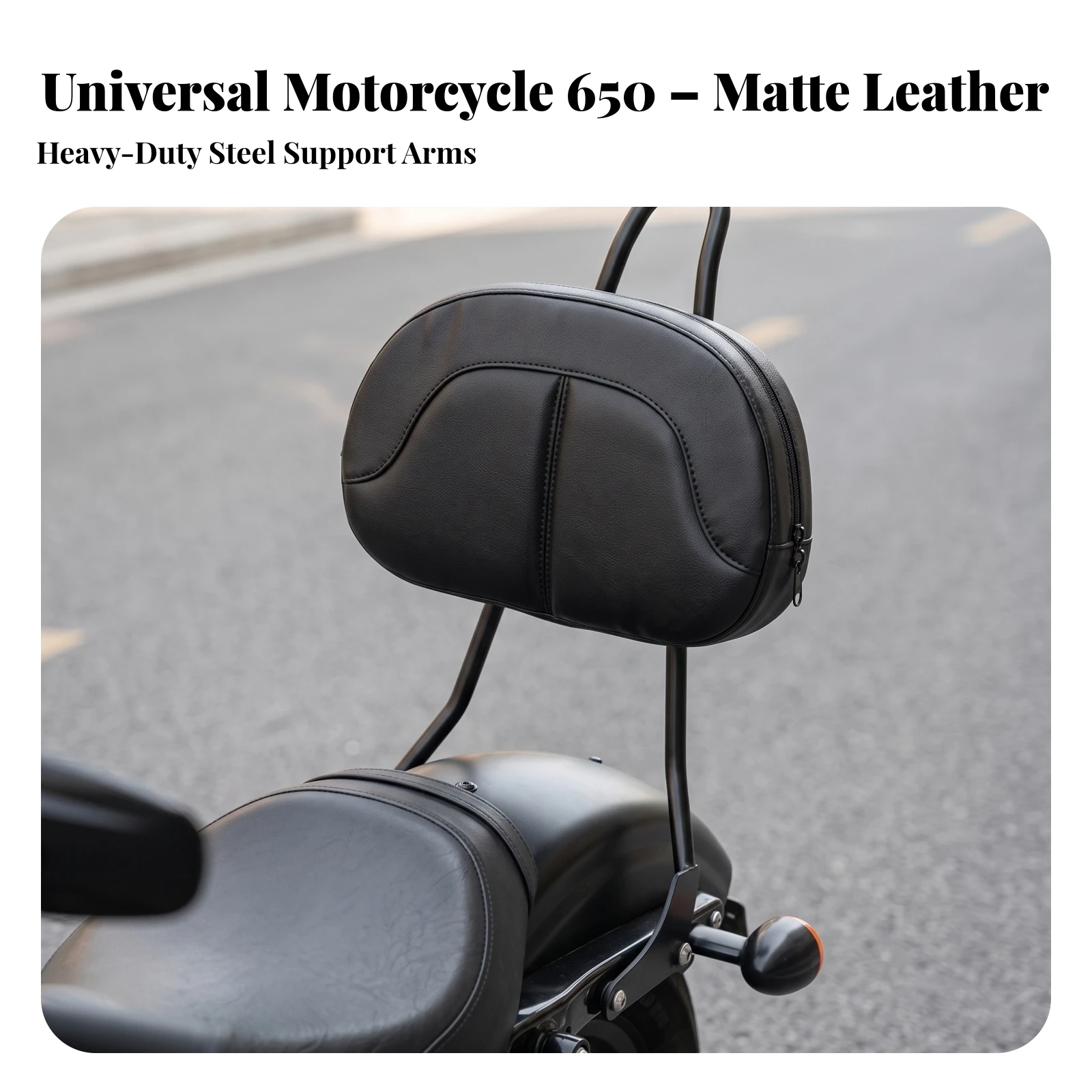 Rear Passenger Backrest Carbon Steel Passenger Backrest Pad Sissy Bar with Cushion Pad Easy to Install Padded for Road Cruising