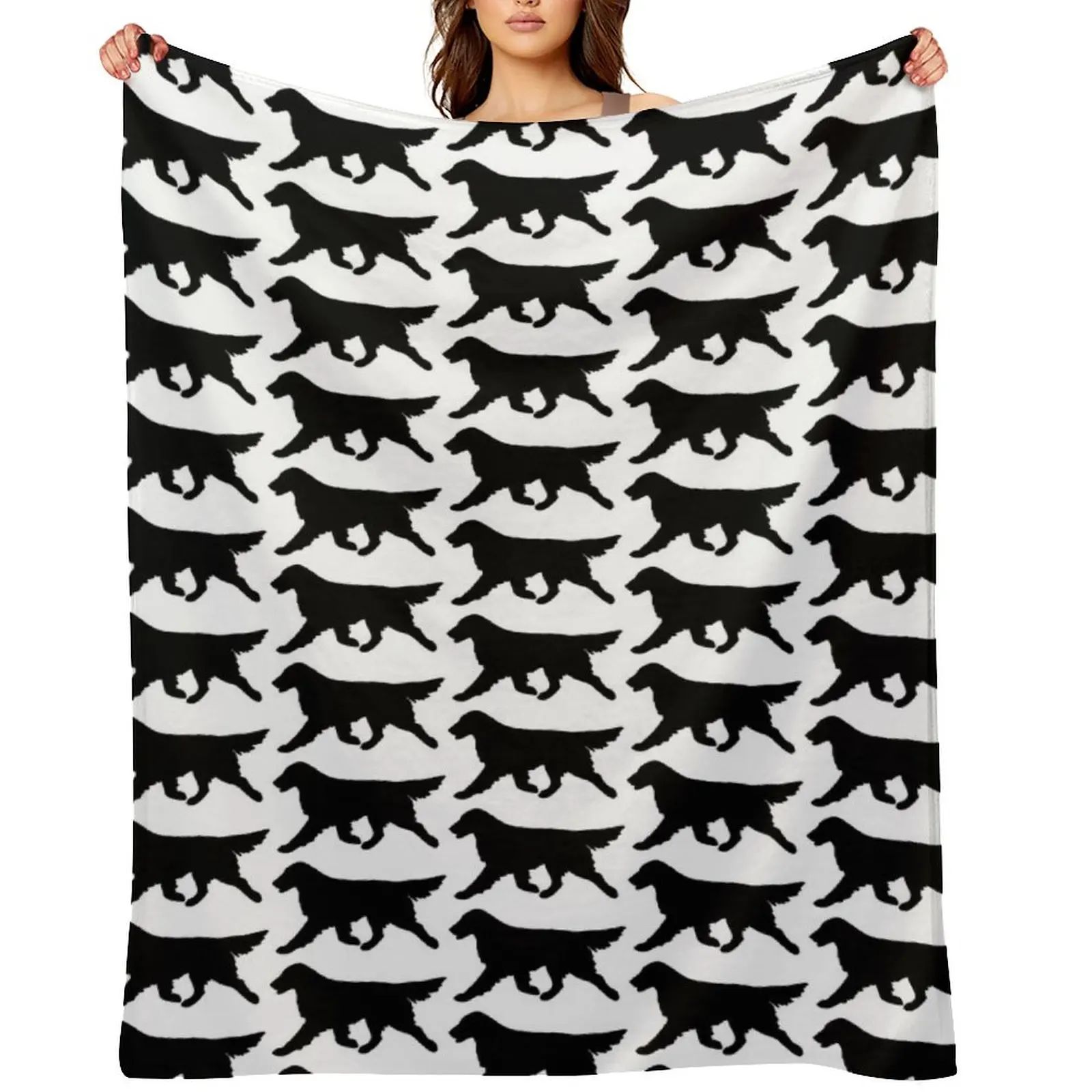 

Flat-Coated Retriever Silhouette Throw Blanket Thins warm winter Multi-Purpose For Decorative Sofa Blankets