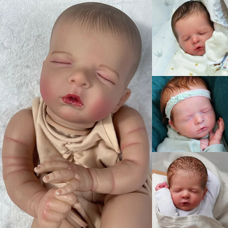 21Inch Luisa Already Painted Reborn Doll Kit With Cloth Body Rooted Eyelash Unassembled DIY Mold Handmade Doll Parts