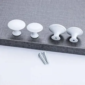 單孔蘑菇型白色黑色銀色現代衣櫥門櫃把手圓形不鏽鋼抽屜把手 10 最佳銷售 金屬把手 - №1