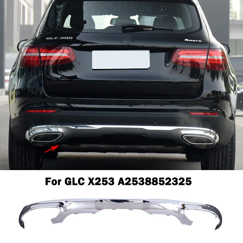 For Mercedes Benz GLC X253 W253 SUV GLC220d A2538852325 Rear Bumper Spoiler Diffuser Splitters Chrome Trim Chromium Styling