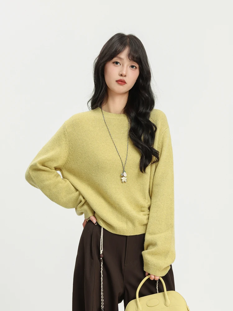 

Loose Fit round Ne Knitwear Memory's Start Winter New Sle Women's Faion Versatile Slimming Sweater Comfortable Casual