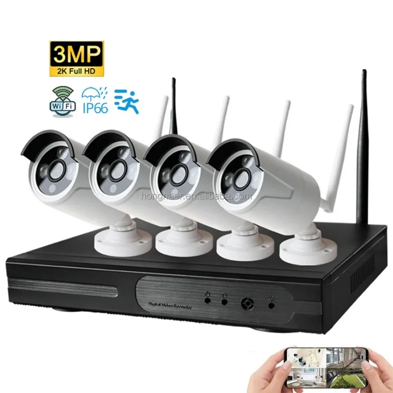 OEM Eseecloud 3MP Outdoor 4CH CCTV Home Security NVR Camera Set Kit System WiFi Wireless IP CCTV Camera Surveillance Systems