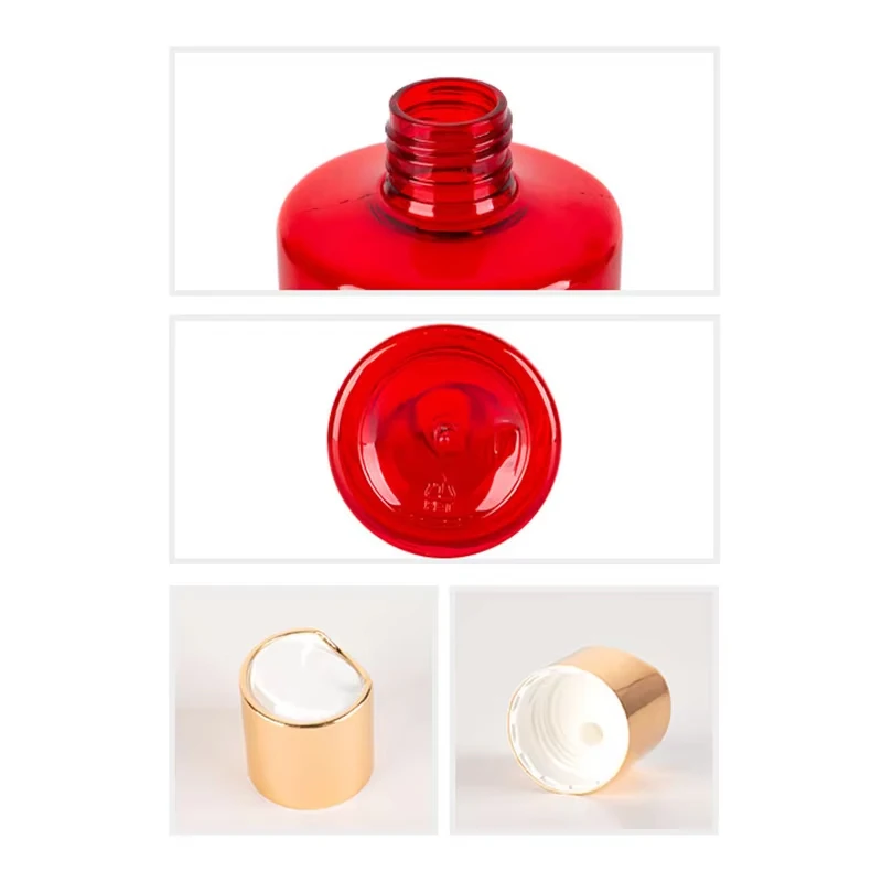 12pcs 500ml Empty Plastic Shampoo Toner Bottle With Gold Silve Disc Cap 17OZ PET Refillable Body Lotion Cream Bottles