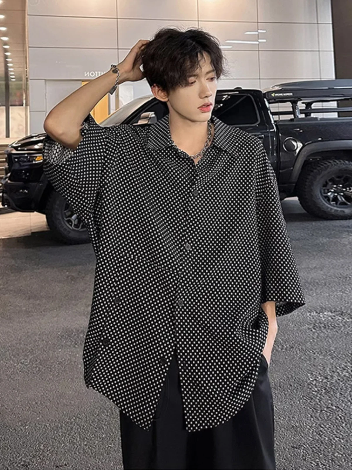 

Ice Silk Sun Protection Shirt Short Sleeve Men's High Sensation Cool Bat Sleeve Shirt Hairstylist Trendy Brand Youth Fashion