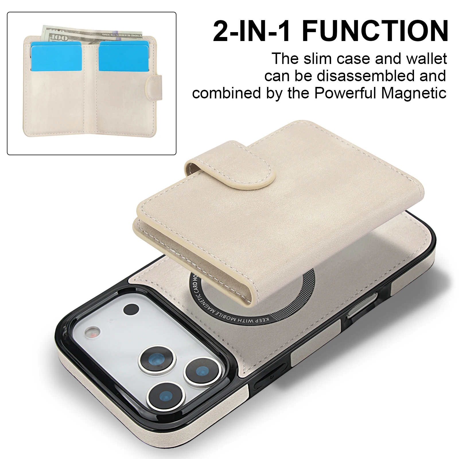 Luxury Wallet Leather Detachable Magnetic Cards Holder Case For iPhone 17 16 15 14 13 12 11 Pro Max Plus 5G Pocket Bag Cover
