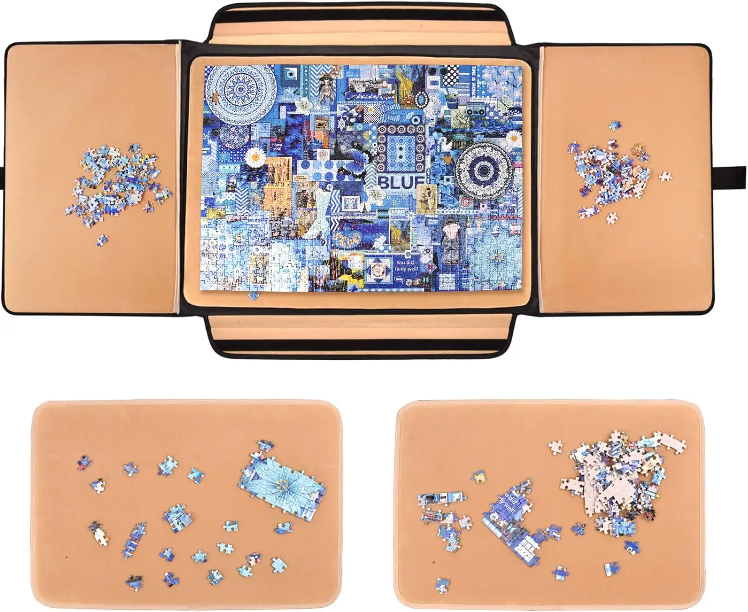 

1500 Pieces Portable Jigsaw Puzzle Table Board,Puzzle Keeper Puzzle Caddy with Sorting Trays & Detachable Board,Non-Slip Surface