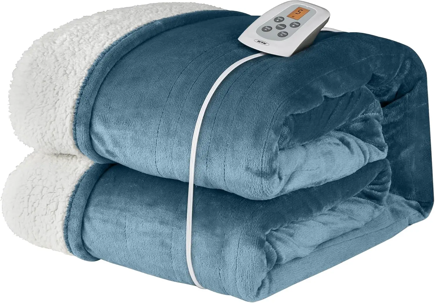 

Twin Size Electric Heated Blanket with 10 Heating Levels, 12-Hour Auto-Off, ETL Certified, and 5-Year Warranty in Blue