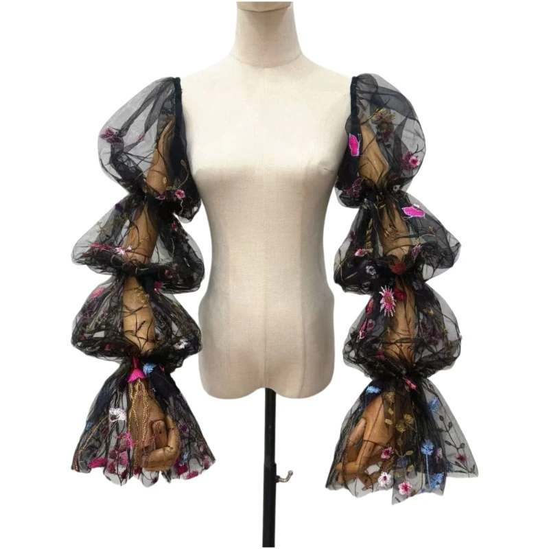 31BB Embroidered Dress Sleeve Covers for Women with Sheer Arm Coverage