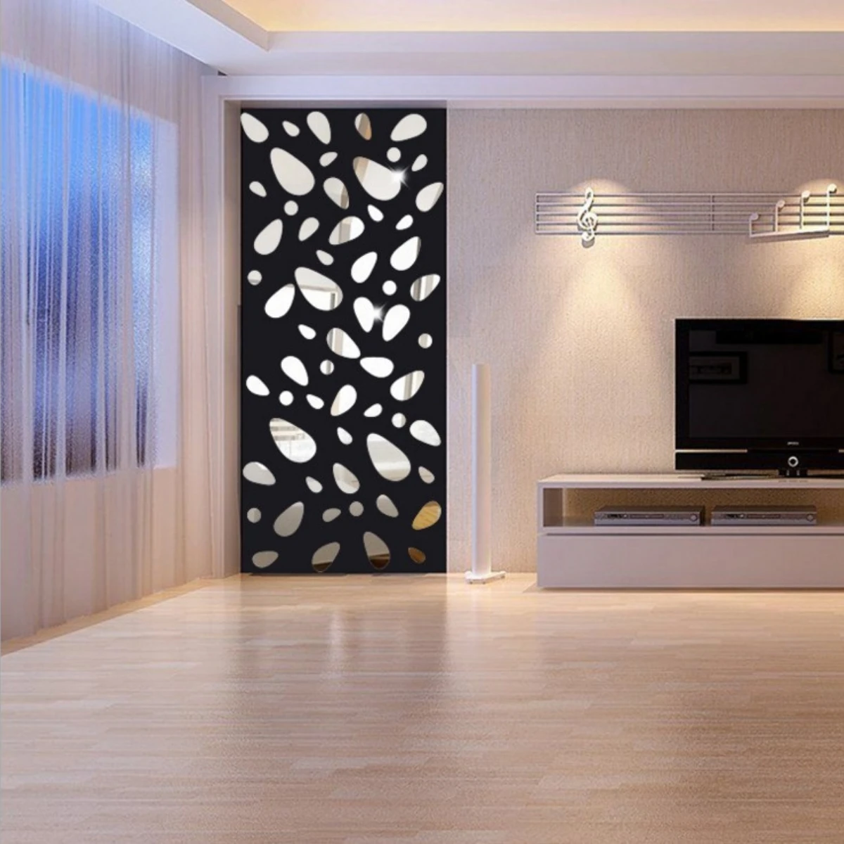 1 piece of pebble mirror wall sticker for living room, bedroom, home decoration, acrylic mirror sticker for self-adhesive 3D thr