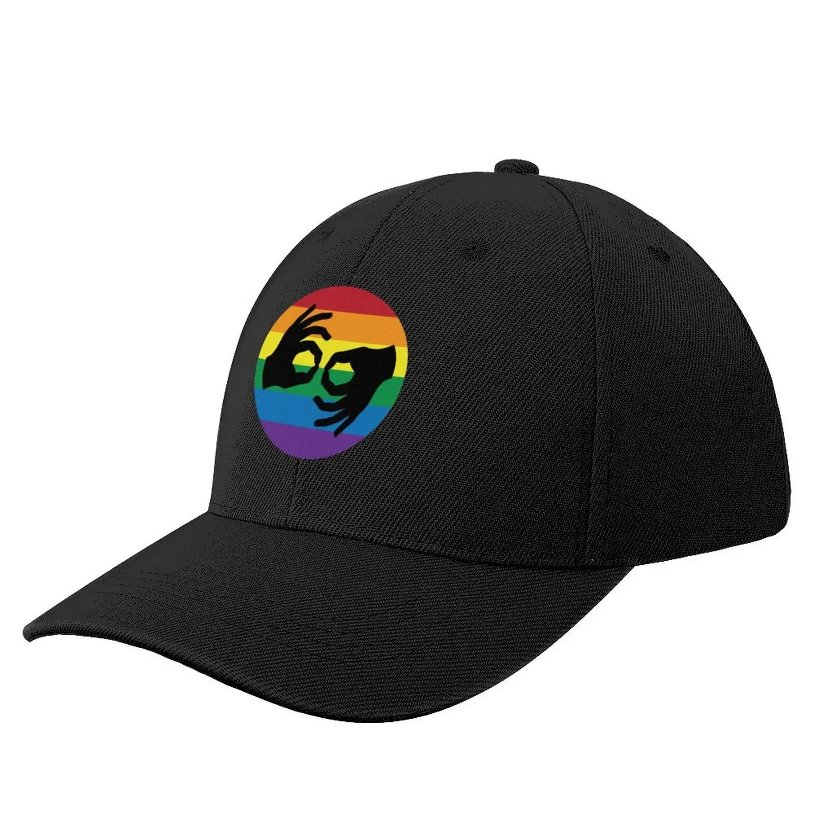 ASL LGBTQ Rainbow American Sign Language Interpreter Symbol Hands Baseball Cap Sun Cap tea Hat Snap Back Hat Rave Girl Men's