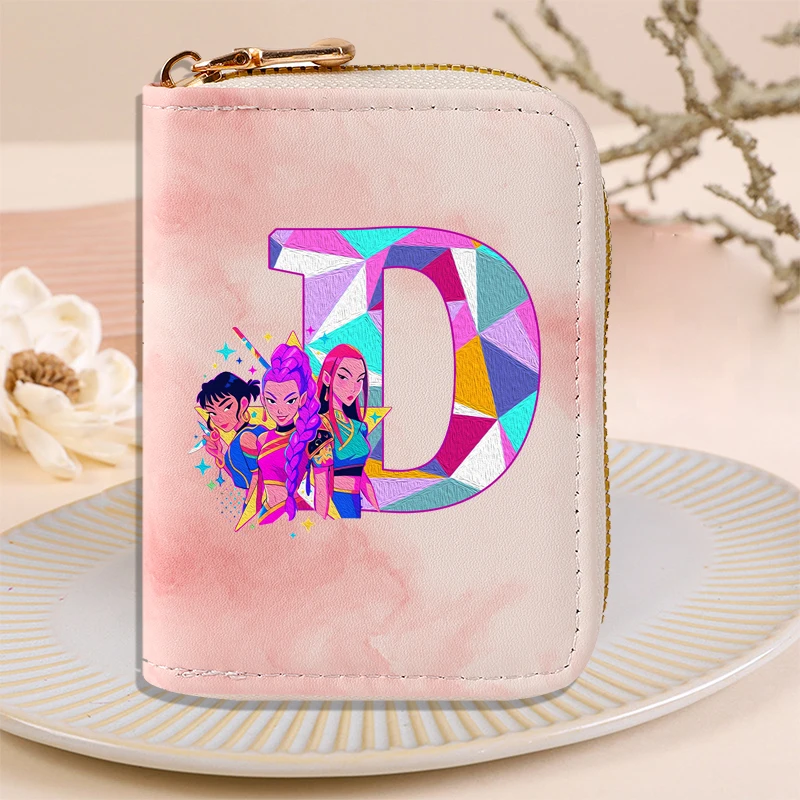 Move K-Pop Demon Hunters Tie Dye Portafoglio stampato Ragazze Lettera AZ Carta con cerniera Borse portaoggetti per soldi Moda Cartoon Donna Regali rosa