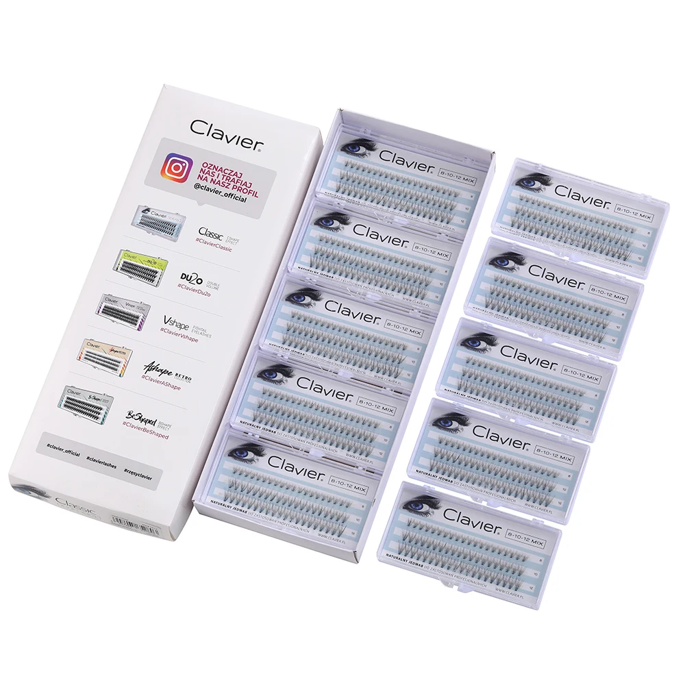 

Clavier Classic Eyelashes Set Extension Naturally Softer Thick Long False Lash Individual Clumps Of Eyelash 10 Boxes Per Set