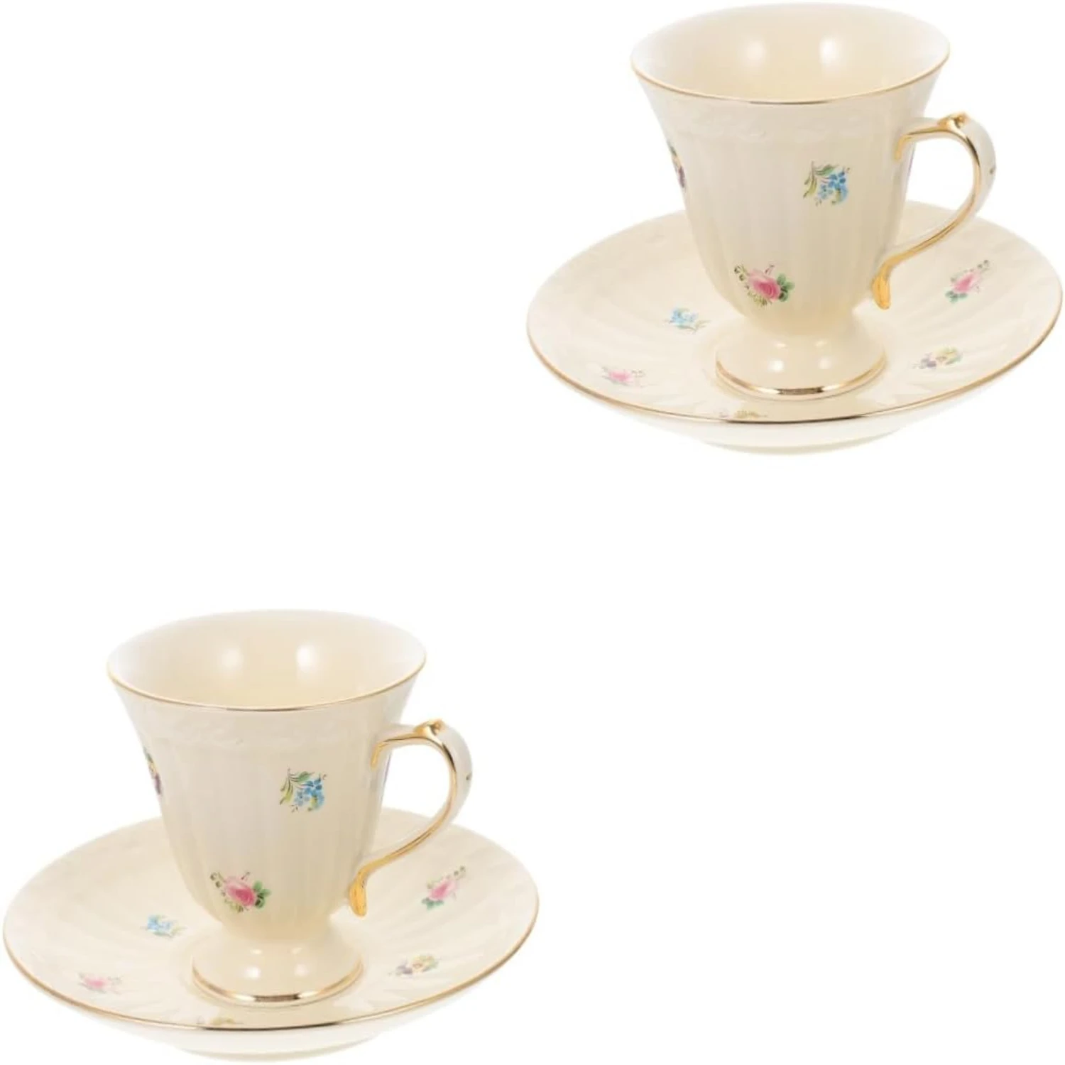 

Elegant and Beautiful Set of 2 Classic British White Ceramics - Stylish Porcelain Coffee Cup and Saucer, Decorated with Delicate