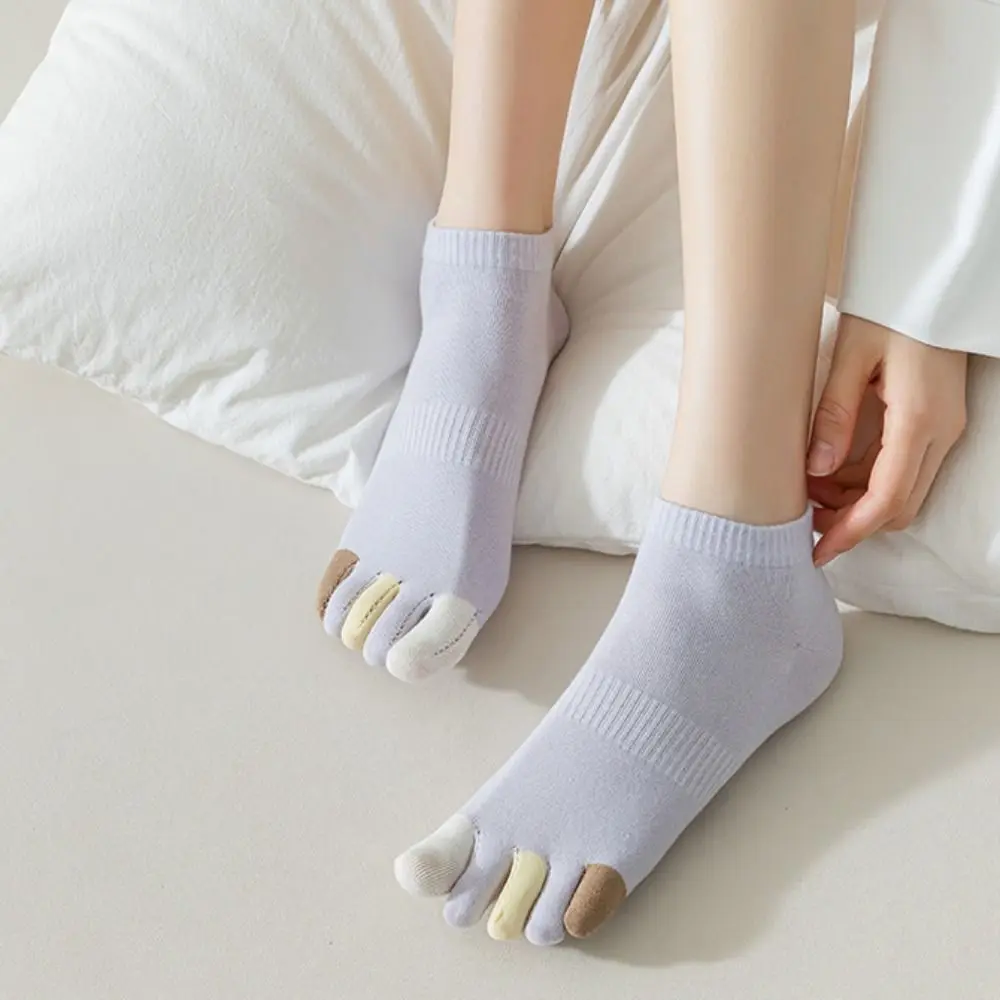 

Comfortable Breathable Cotton Cute Patchwork Color Split-toed Socks Sweet Boat Socks Five Finger Socks Female Socks Hosiery