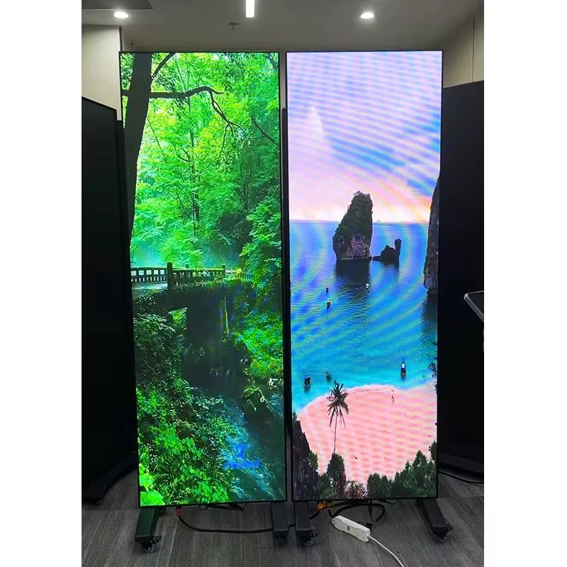 960*1920 Draagbaar Opvouwbaar LED-scherm Op Batterijen Werkende Digitale Signage Verticaal LED-scherm LED-posterdisplay