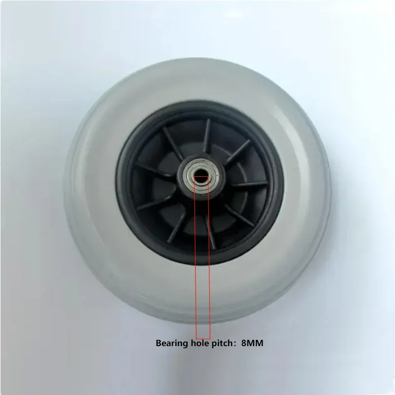 1 Pcs 7-inch PU Wheel/Nylon Hub Diameter 17cm Elastic Wear-Resistant Thick Wheel/Wheelchair Wheel