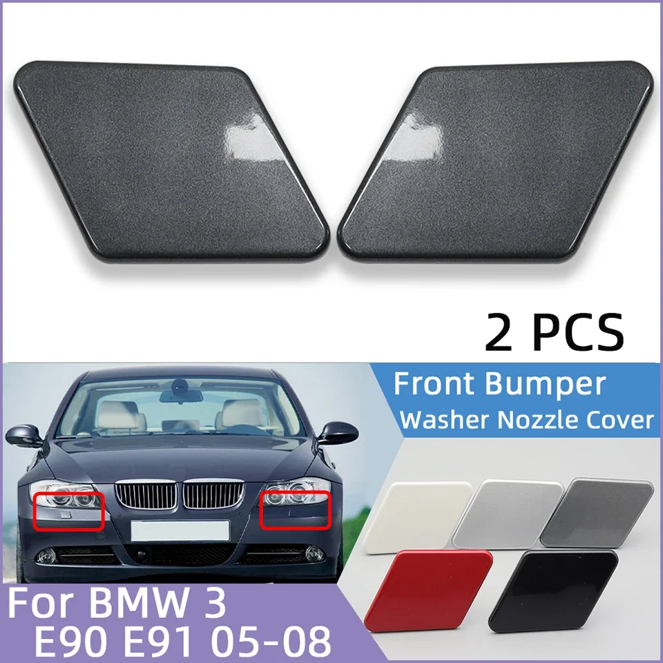 2Pcs For BMW 3 320 325 328 E90 Sedan E91 Wagon 2005 2006 2007 2008#61678031307 Headlamp Washer Nozzle Cover Cap Sprayer Jet Cap