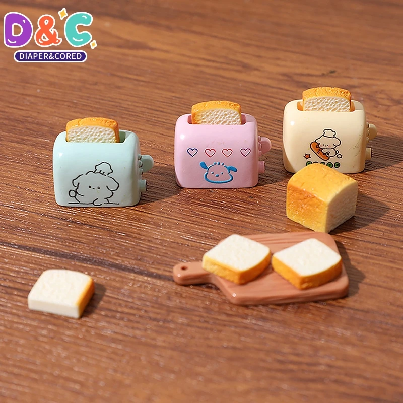 1/2PCS Doll House Mini Simulated Toast Bread Maker Food Play Decoration DIY Model Miniatures Scene Props Resin Accessories