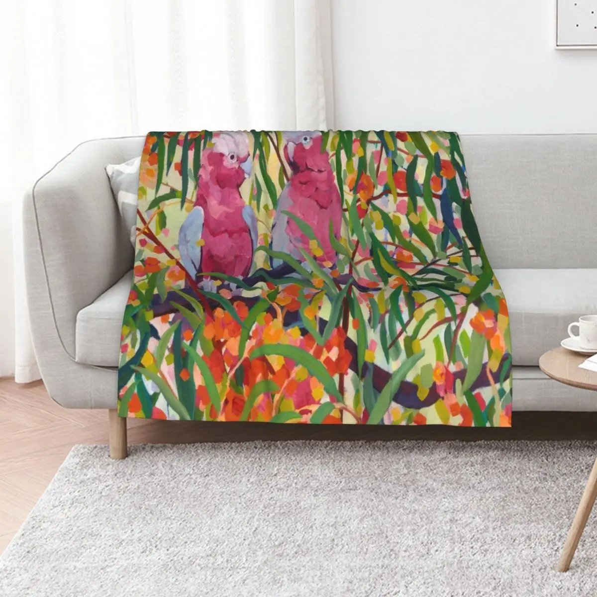 

Galahs and Blossom Throw Blanket Plaid on the sofa Decorative Throw anime Beach Blankets