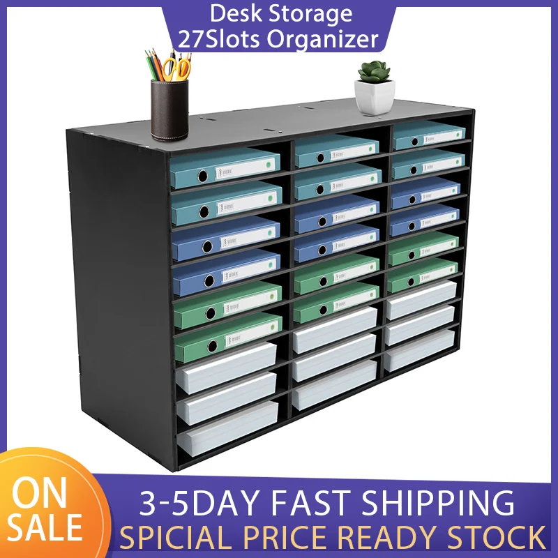 

Black Desk Organizer 27 Slots Mail Sorter Counter Organizer Mail Holder Under Desk Storage Organizer