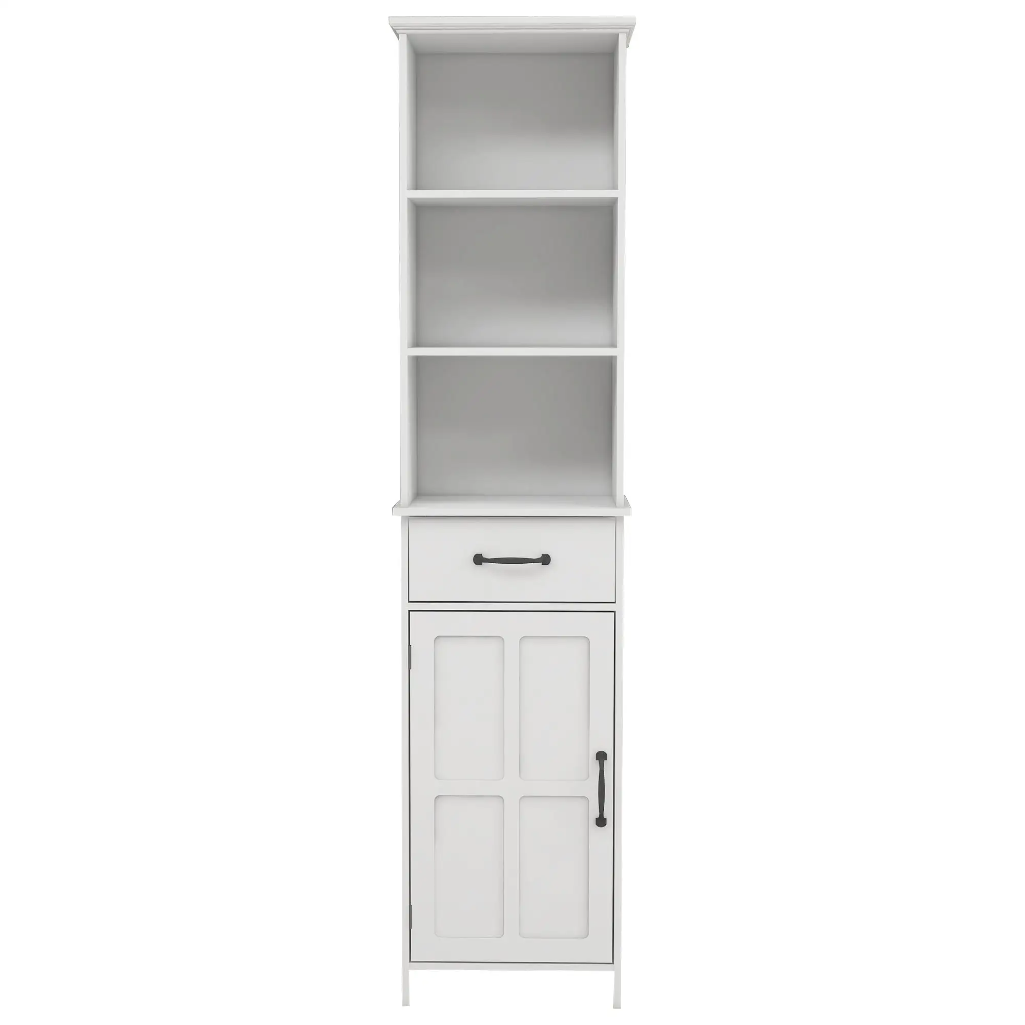 

Modern White Floor Standing Cabinet with 1 Door & 1 Drawer - Stylish Storage Solution